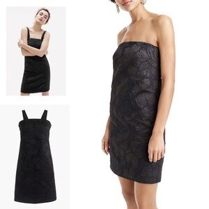 J. Crew Black Embossed Floral Convertible Dress 2 P
